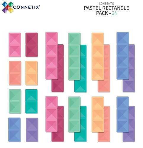 Connetix Tiles - Magnetická stavebnice PASTEL Rectangles 24 ks