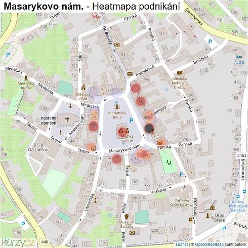 Mapa Masarykovo nám. - Firmy v ulici.