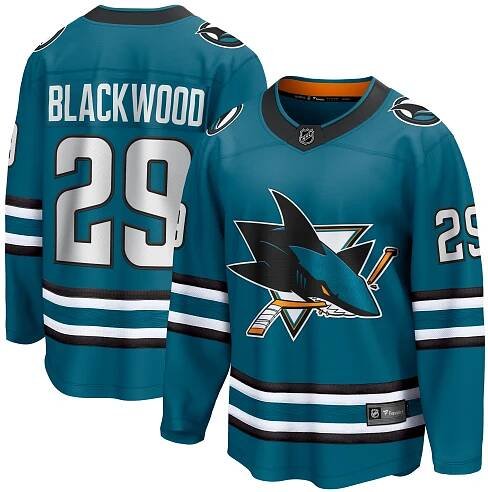 Men's San Jose Sharks Mackenzie Blackwood Fanatics Teal Home Breakaway Jersey