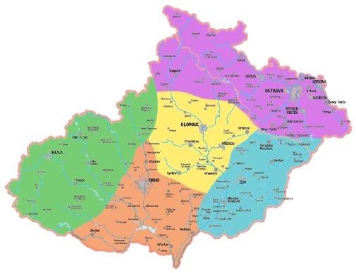 Severní, jižní, východní, západní, střední Morava