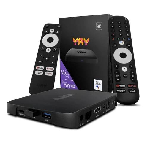 Obrázek produktu pro VU+ YAY GO PRO Android TV 4K UHD Streaming Box, Android TV 12, integrovaný Chromecast, certifikováno společností Google