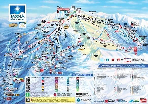 Ski areál Jasná - Chopok - informace a mapa