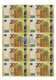 Euro platné bankovky 200€ - líc - A4 - 00224 - LaDort - Lanškrounské dortíky