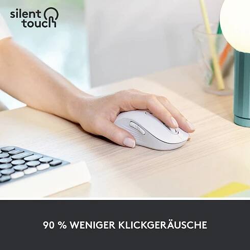 Logitech Signature M650 L LEFT optická myš, přenos bezdrátový, Bluetooth®, 5 tlačítko, 4000 dpi, bílá