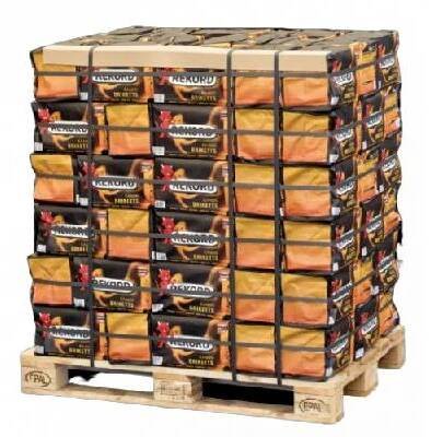 Uhelné brikety REKORD 7" 10 kg, paleta 450 kg, doprava ČR