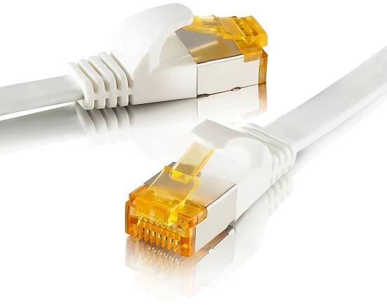 CAT 7 Ethernet Kabel Patchkabel Netzwerkkabel LAN Kabel 10m weiß flach SEBSON