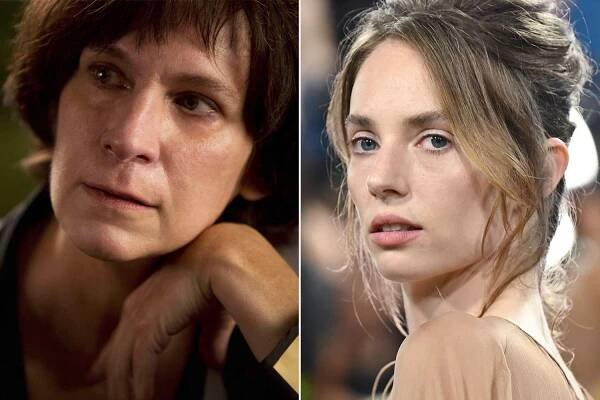 Amanda Plummer in 'The Hunger Games: Catching Fire' (2013) ; Maya Hawke at The 2025 Met Gala on May 05, 2025 in New York City.