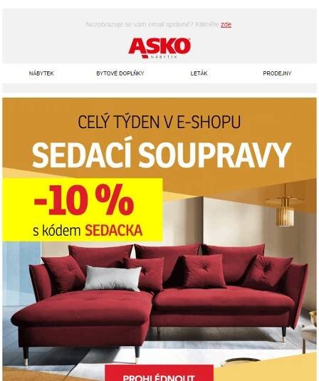 Celý týden -10 % sleva na všechny sedací soupravy
