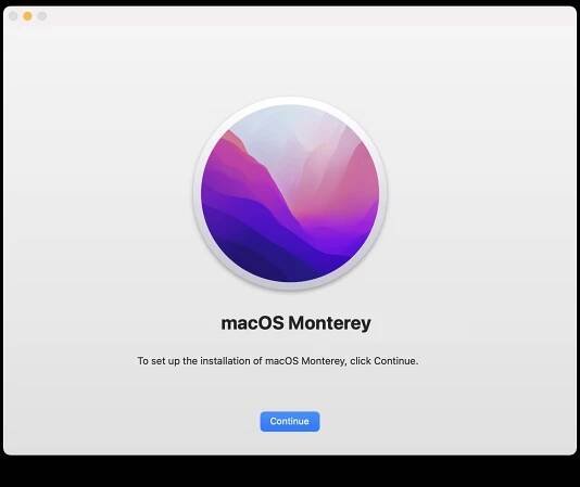 Installing macOS Monterey splash screen