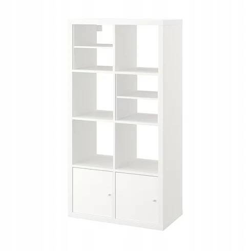 IKEA KALLAX Regál se 2 dveřmi/s 2 vložkami a policí, bílý, 147 x 77 cm Kód výrobce 79552908