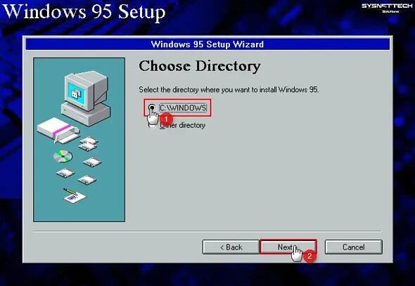 Selecting the C:\WINDOWS Directory