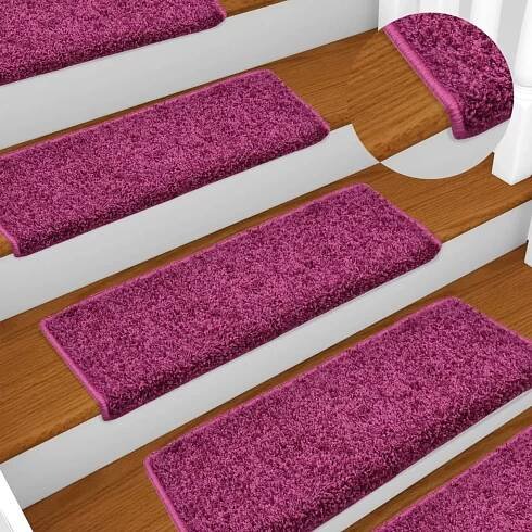 shumee Kobercové nášlapy na schody 15 ks 65 x 25 cm fialové