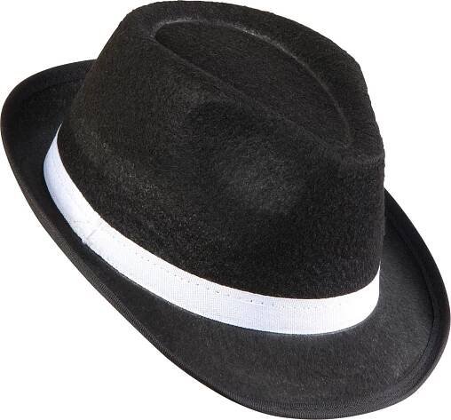 Widmann Černý mafiánský klobouk s bílou stuhou