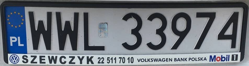 Registrační značka Polsko - WWL - Wołomin, foto: vlastní