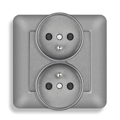 UNIC Elektrická dvojzásuvka 2x230V šedá plast - Cena: 114 Kč | kamerak.cz
