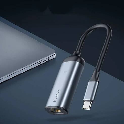 Redukce Baseus USB-C RJ45 šedá