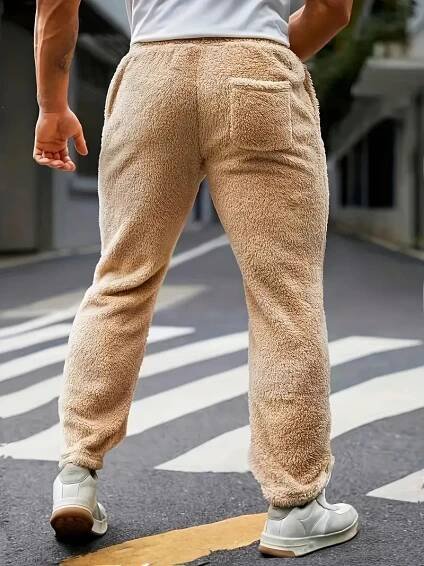 tepláky se stahovací šňůrkou fuzzy fleece kalhoty volného střihu pánské ležérní joggery pro muže   podzim běh jogging Podrobnosti o produktu 1