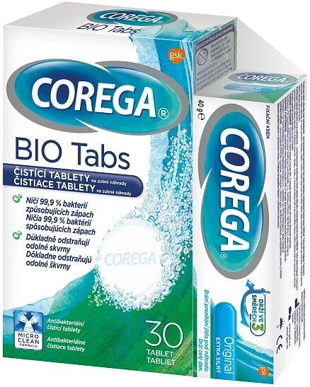 Corega Original extra silný 40 g + BIO Tabs čisticí tablety 30 ks