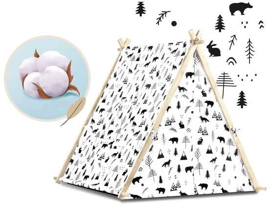 Dětský stan TeePee s lampou | bílý - Image 5