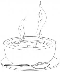 polévka na stole - omalovánky k vytisknutí