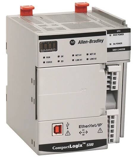 ALLEN BRADLEY 5069-L3100ERM CompactLogix 5380 Controller, 10MB, 31 I/Os, 32 axis, 80 nodes