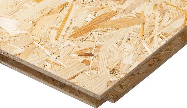 OSB-3 Verlegeplatte, 250x125 cm, 18 mm stark, ungeschliffen mit Nut und Feder.