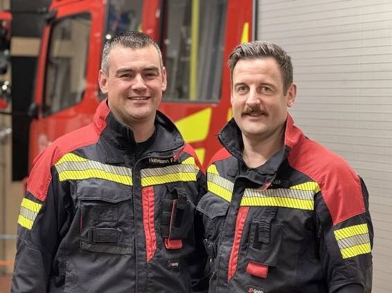 Die Kommandanten der Feuerwehr Utting: Florian Hoffmann und Johannes Vogt