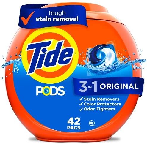 Tide PODS Liquid Laundry Detergent Pacs, Original Scent, 42 Count