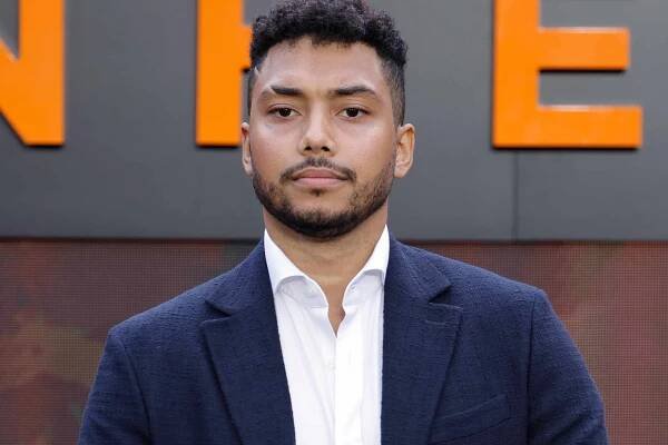 Chance Perdomo attends the "Oppenheimer" UK Premiere at the Odeon Luxe Leicester Square on July 13, 2023 in London, England. (
