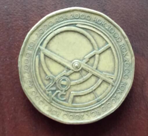 Dvacetikoruna z roku 2000 s orlojem - Numismatika