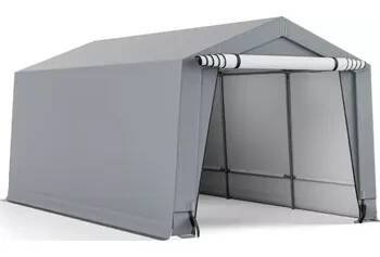 Garážový stan 290 x 490 cm Velký přístřešek na auto stan Garáž s dveřmi Přístřešek pro SUV Loď Šedá