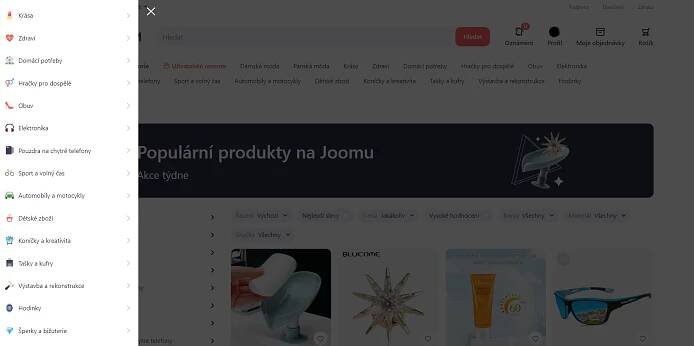Kategorie na Joom.com