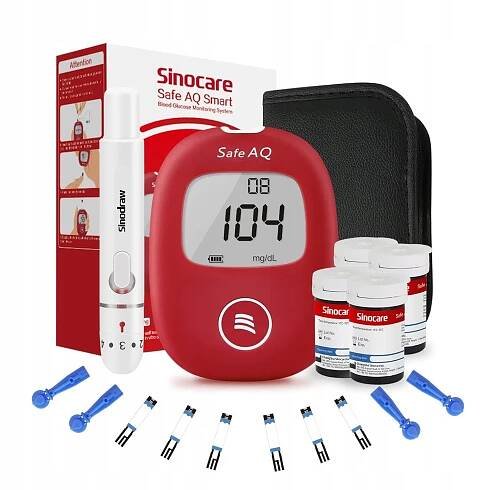 Glukometr Sinocare SAFE AQ SMART oblek zahrnout 100 proužky a 100 lancetami