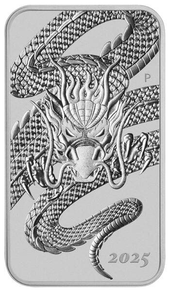 Rectangular Dragon 1 oz BU 2025 - stříbrná mince