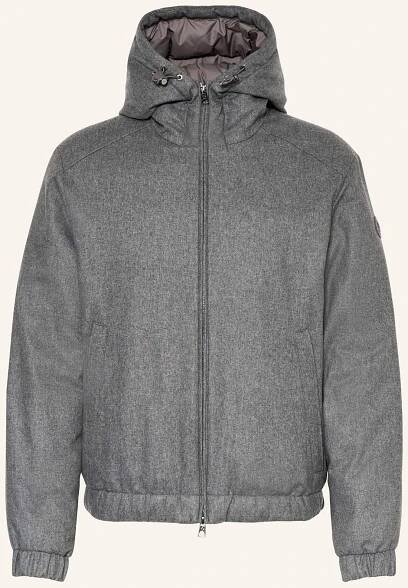 MONCLER Péřová bunda TORRANI s kašmírem: ŠEDÁ