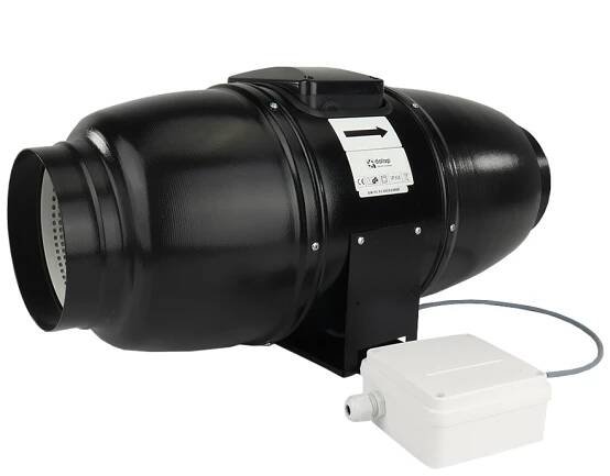 Tichý ventilátor do potrubí kovový s přepínačem rychlosti Ø 150 mm