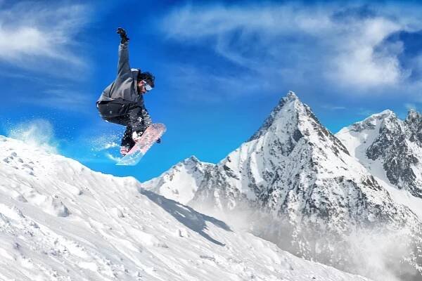 Extrémní snowboarding muž — Stock obrázek