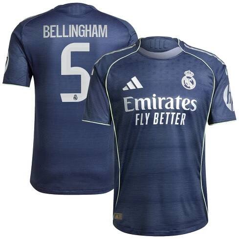 Real Madrid adidas Away Authentic Shirt 2025-26 with Mbappé 10 printing