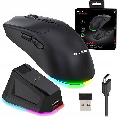 OPTICKÁ MYŠ ČERNÁ S HERNÍ NABÍJECÍ STANICÍ USB BLUETOOTH 2.4 GHz