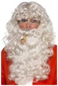 Paruka s vousy brýlemi a dýmkou – Santa Deluxe