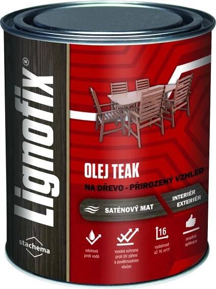 Lignofix Teak olej na dřevo v interiéru a exteriéru 750 ml