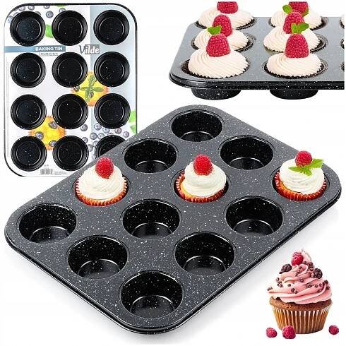 FORMA NA MUFFINY GRANITOVÝ PLECH NA PEČENÍ MUFFINŮ 35X26,5X3 CM