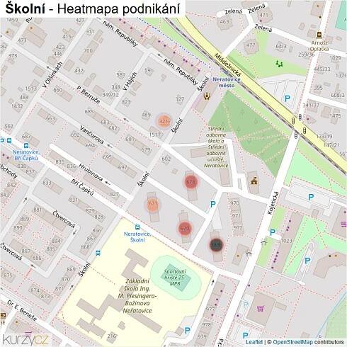 Mapa Školní - Firmy v ulici.
