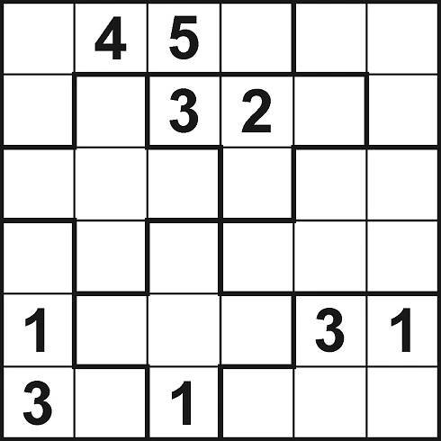 Suguru unsolved example puzzle