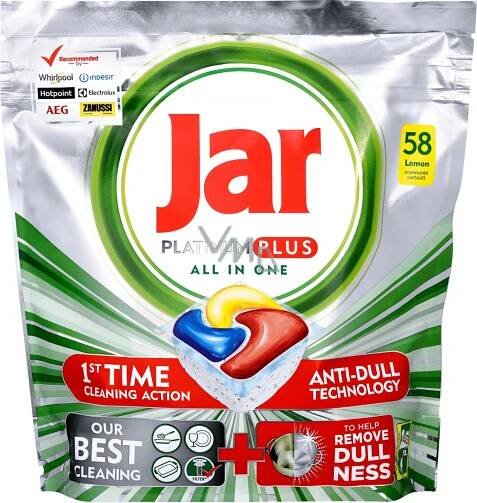 Jar Platinum Plus All in One Lemon kapsle do myčky nádobí 58 ks