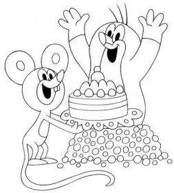 Happy Krtek and Mouse Coloring Pages - Coloring Cool