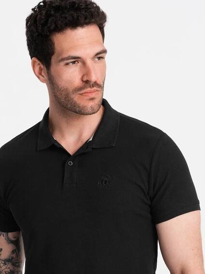 Pánské triko s límečkem OMBRE OM-POBS-0100 BLACK velikost: S