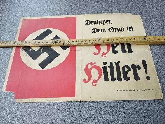 Plakát HEIL HITLER! Sudety, tiskárna Svitavy, Zwittau - Vojenské sběratelské předměty