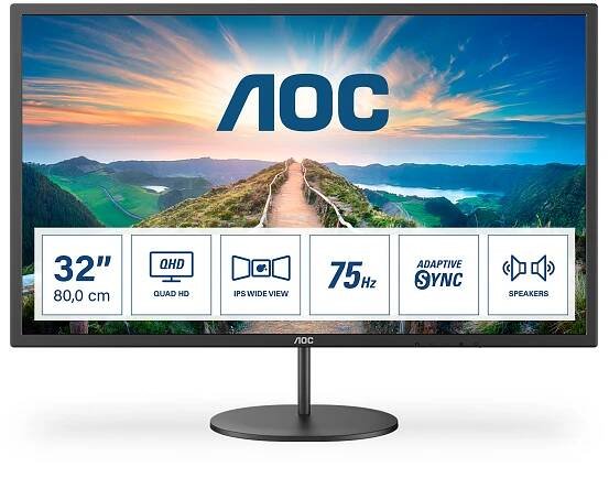 AOC V4 Q32V4 plochý počítačový monitor 80 cm (31.5") 2560 x 1440 px 2K Ultra HD LED Černá (Q32V4)