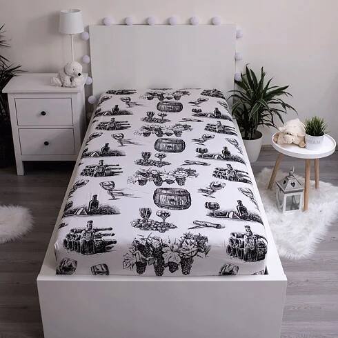 Napínací prostěradlo bavlna 90x200 + 25cm - Víno | PovlečemeVás.cz